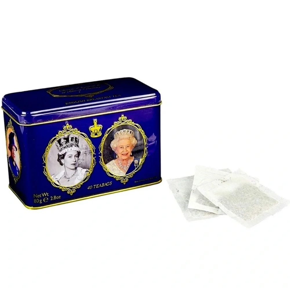 🇬🇧 QUEEN ELIZABETH II ENGLISH BREAKFAST TEA Sealed Tin w/ 40 English teabags ✨